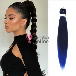 Coada de par dreapta Afro Vigorous Easy Jumbo Braids Hair de  65 cm Brunet -Blue Ombre EZ1BBlue